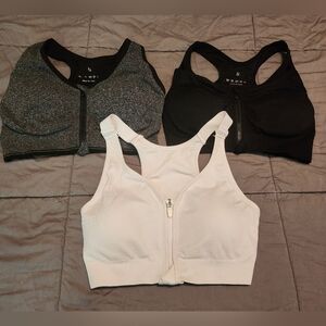 SET OF 3 FRONT ZIP SPORTS BRAS